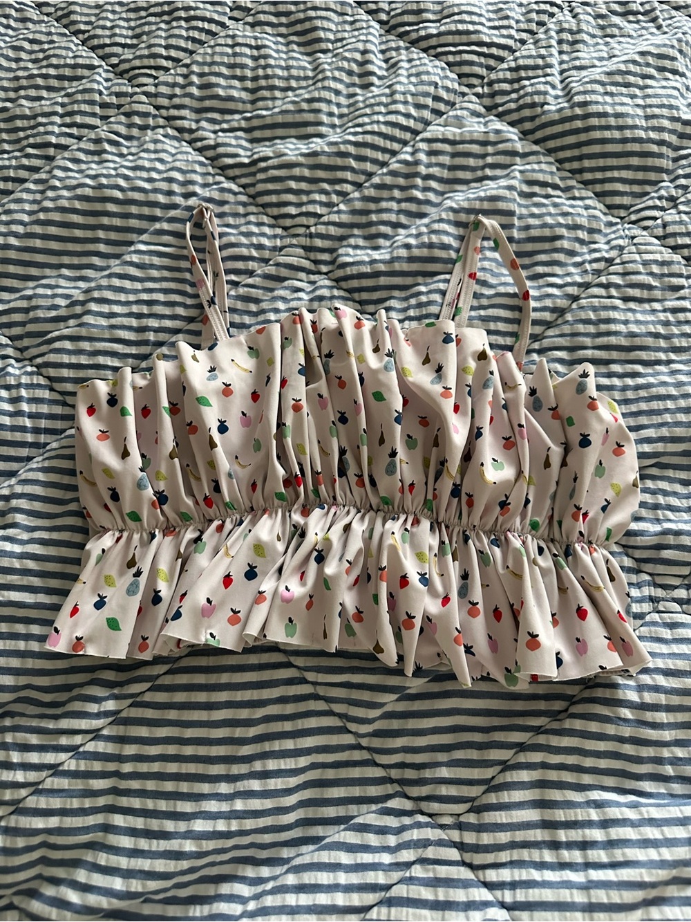 Kortni Jeane Medium Mini Fruit Salad Oversized Ruffle Top
